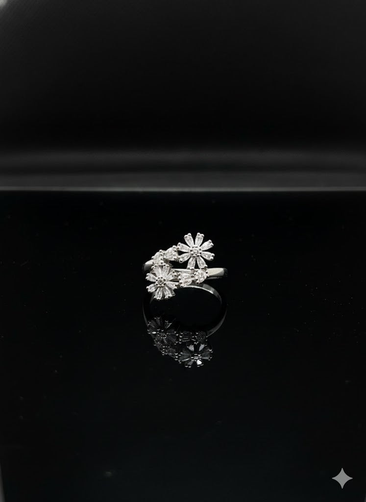 Twin Blossom Open Diamond Ring