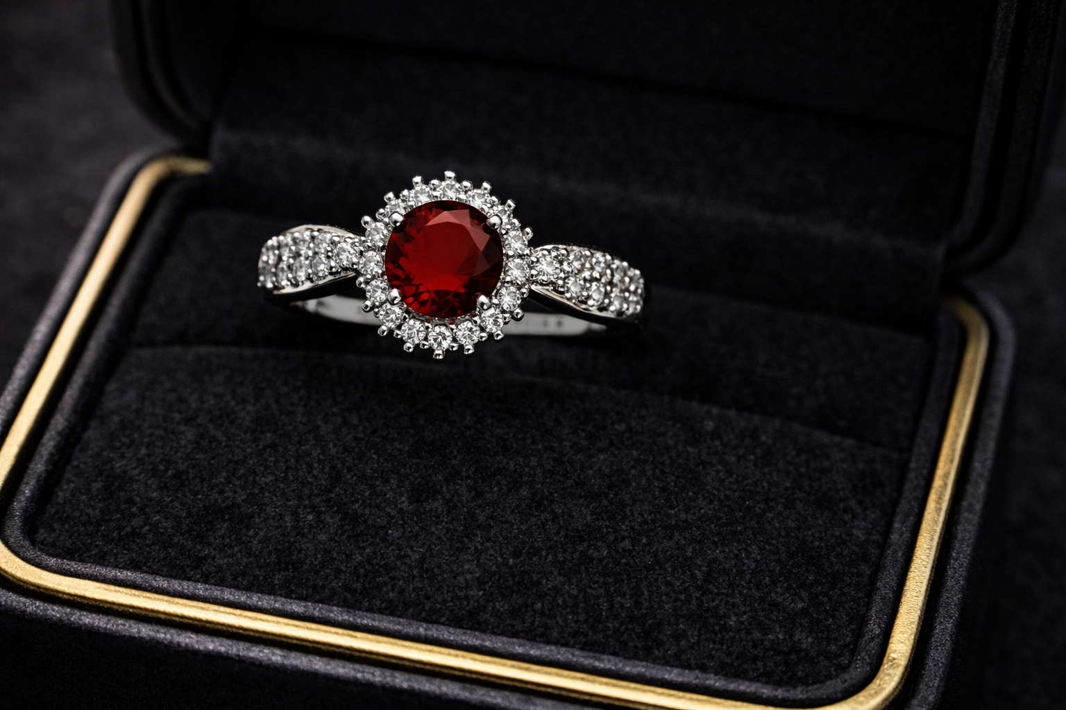 Crimson Halo Ruby Ring