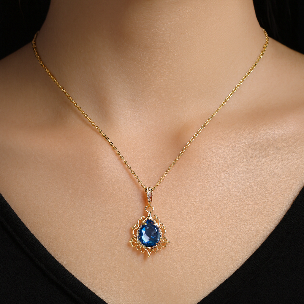 Victorian-Style Teardrop Filigree Necklace-Ruvanya