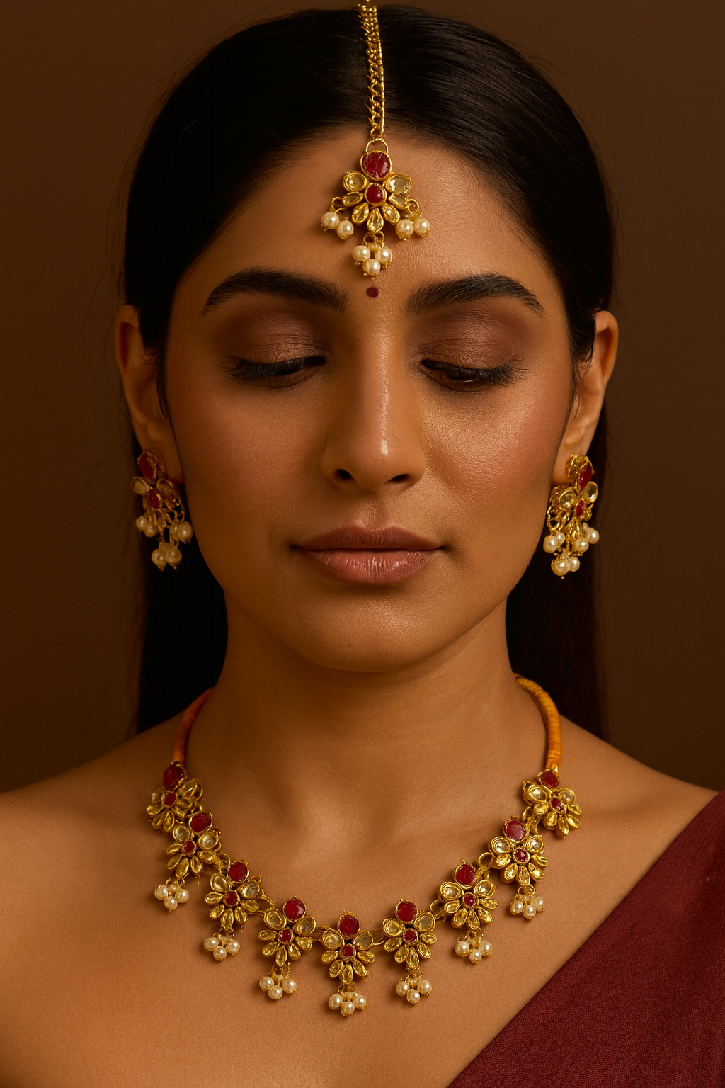 Traditional Meenakari Pearl Necklace-Ruvanya