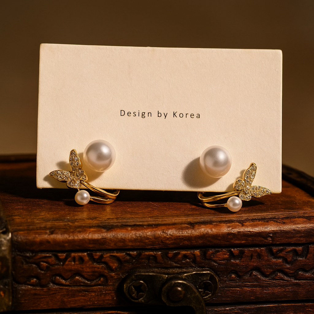 Butterfly Pearl Ear Tops
