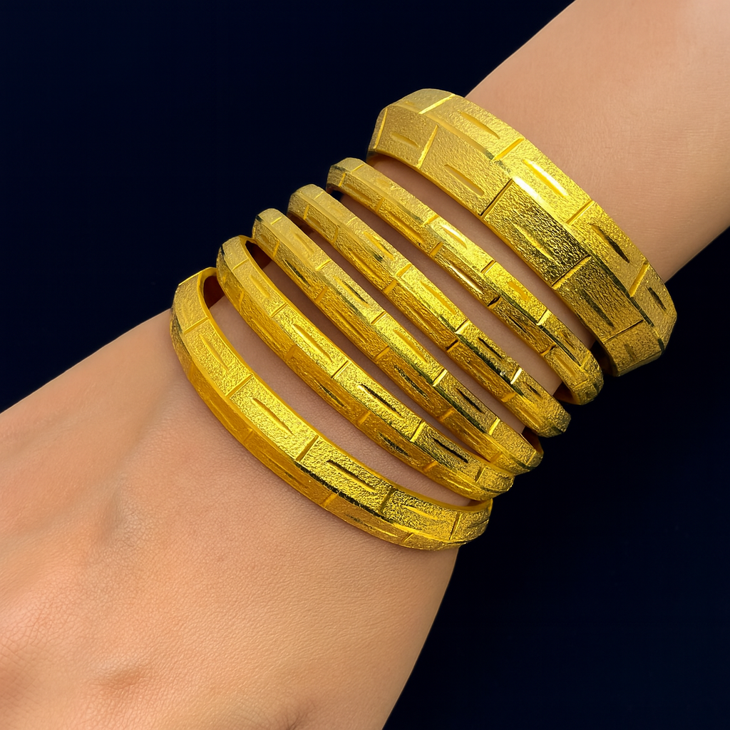 Textured Bangles With Gold Finish