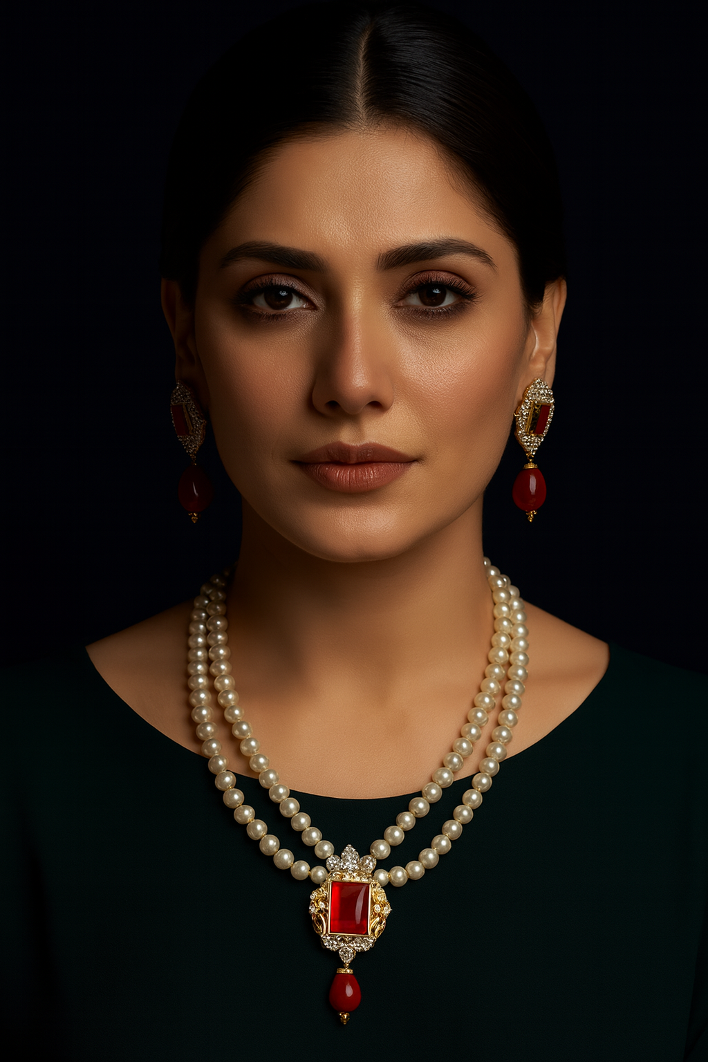 Mughal Layered Pearl Jewellery Set-Ruvanya