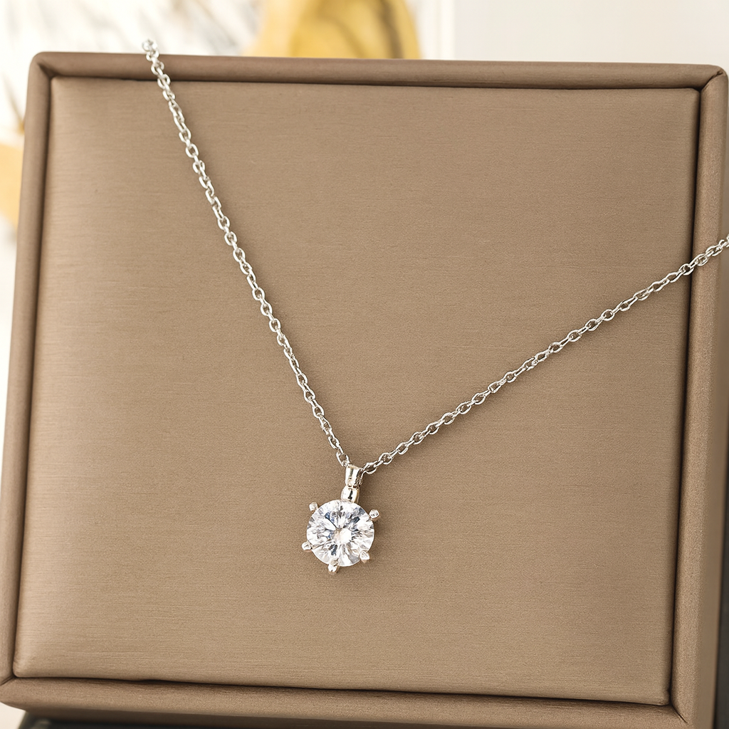 Solitaire Pendant Necklace-Ruvanya