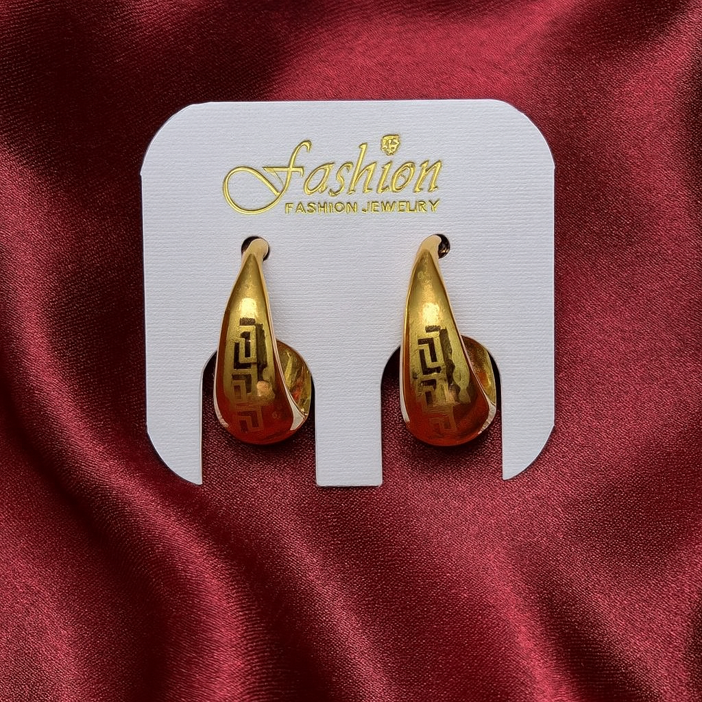 Gold Engraved Hoop Earrings