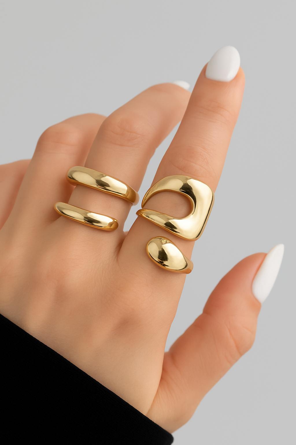 Luxury Gold Coated Double Ring Set-Ruvanya