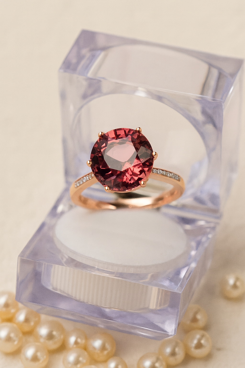 Round Cut Zircon Adjustable Gold Ring-Ruvanya