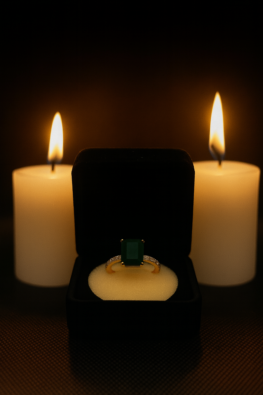 Square Emerald Green Halo Ring