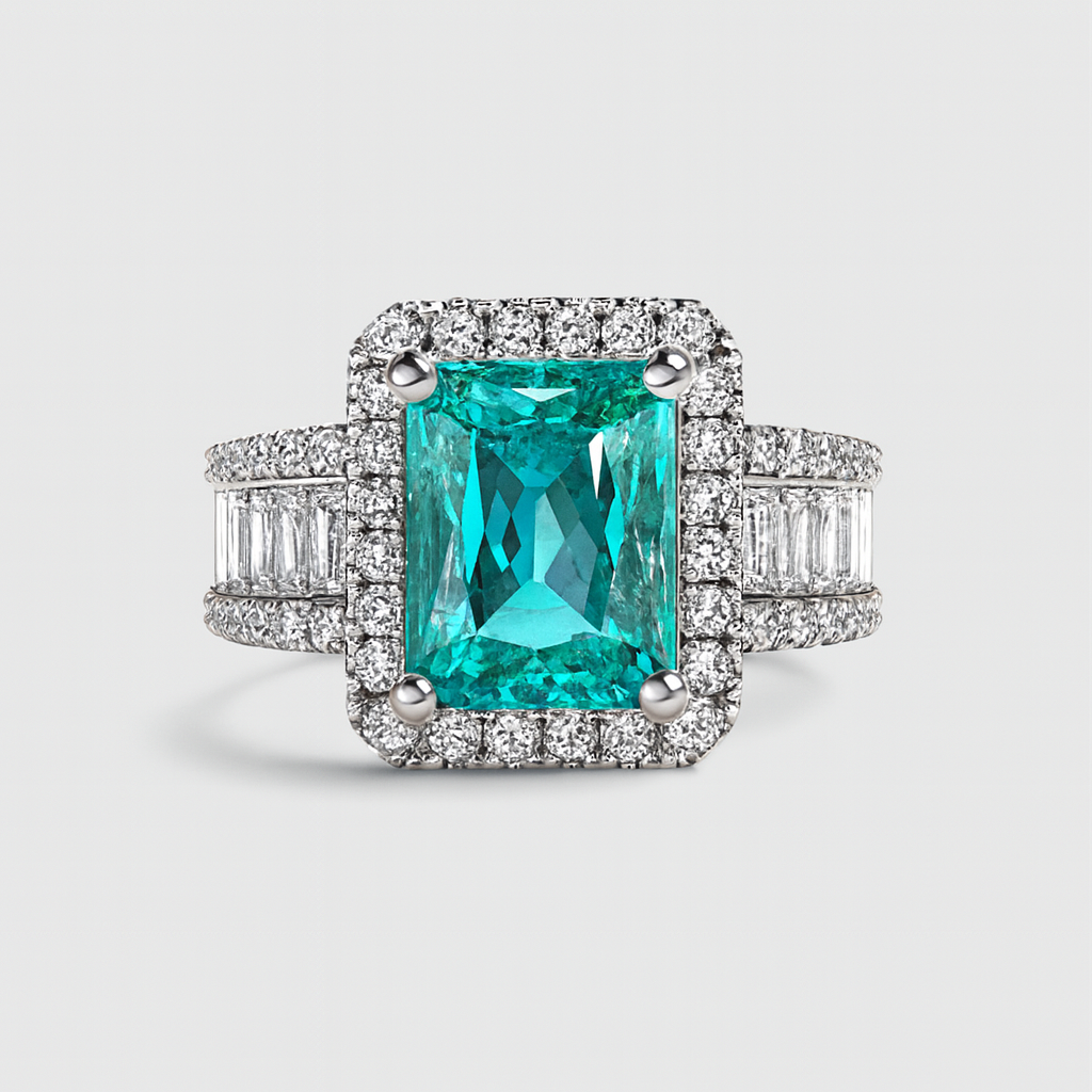 Elegant Emerald Step Cut Ring for Women-Ruvanya