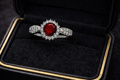 Crimson Halo Ruby Ring