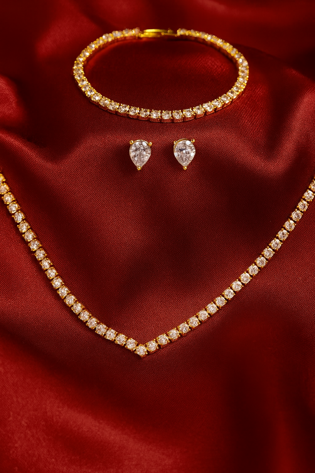 Cubic Zirconia Tennis Jewellery Set-Ruvanya