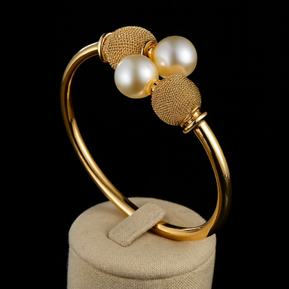 Radiant Pearl & Gold Plated Bangle-Ruvanya