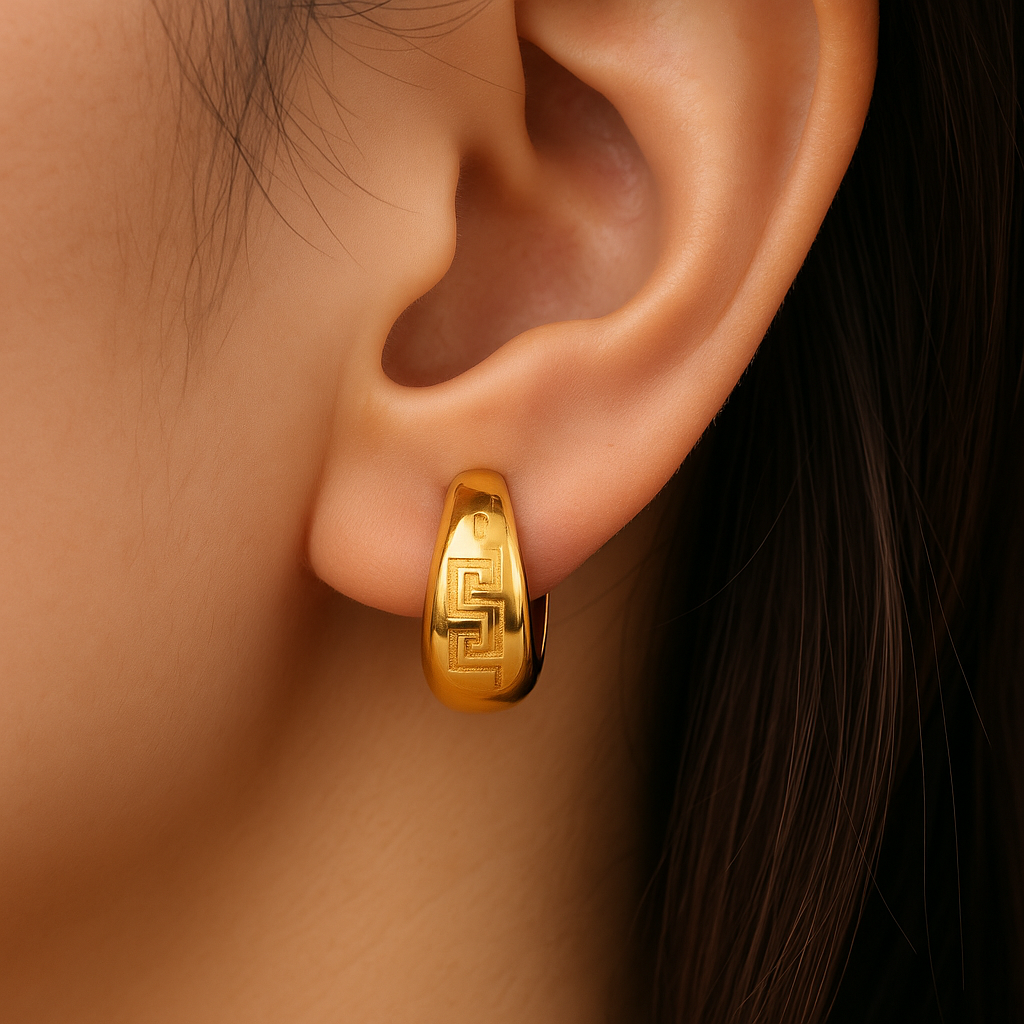 Gold Engraved Hoop Earrings