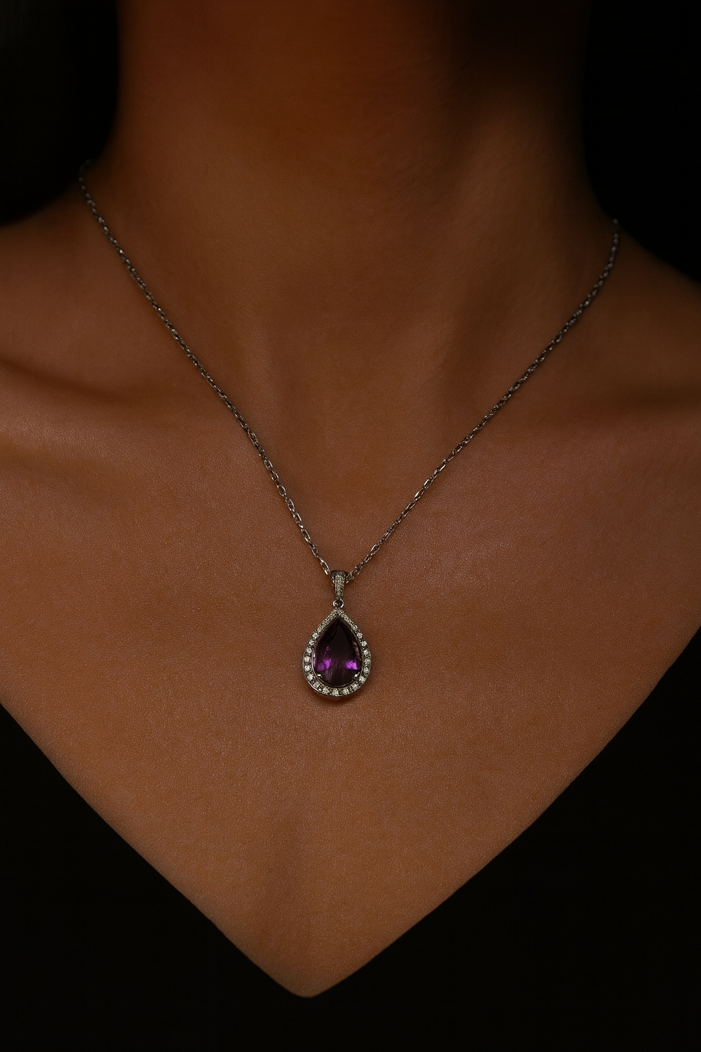 Pear-Cut Gemstone Necklace-Ruvanya