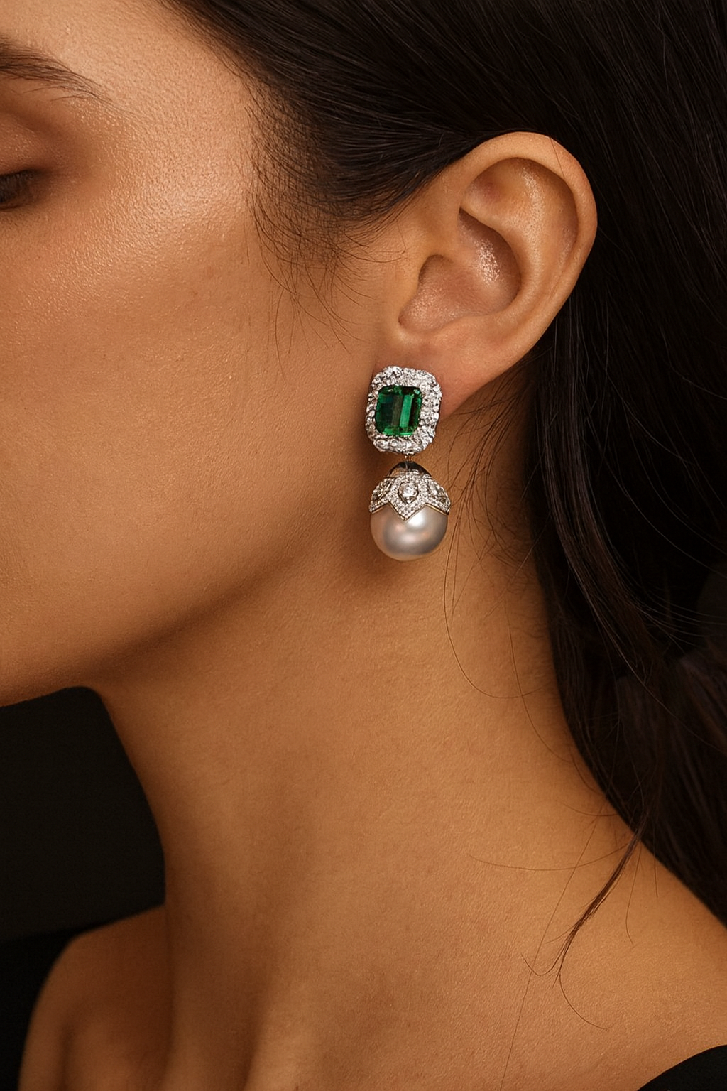 Emerald Halo Earrings