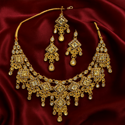 Regal Kundan Polki Bridal Necklace Set-Ruvanya