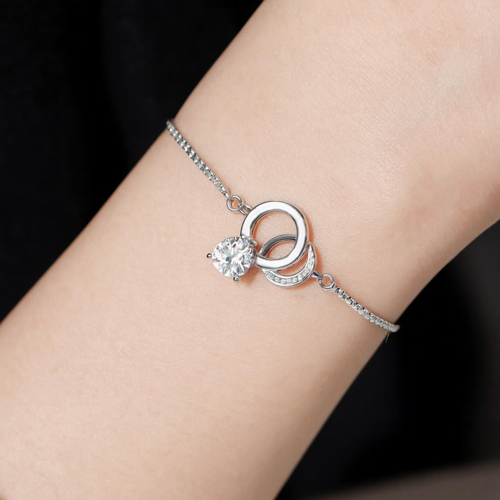 Linked Rings Hand Bracelet