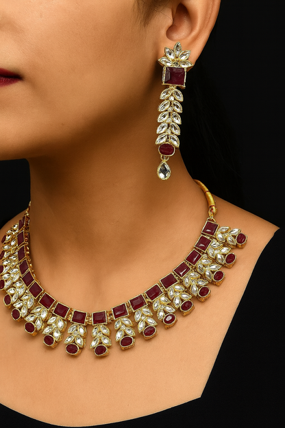 Rajwada Heritage Emerald Necklace Set-Ruvanya