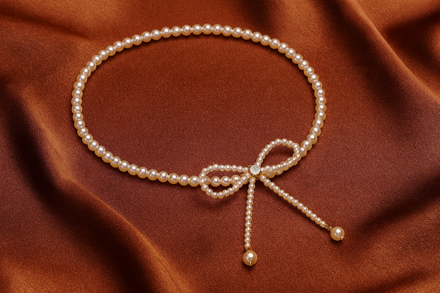 Dainty Pearl Bow Choker 