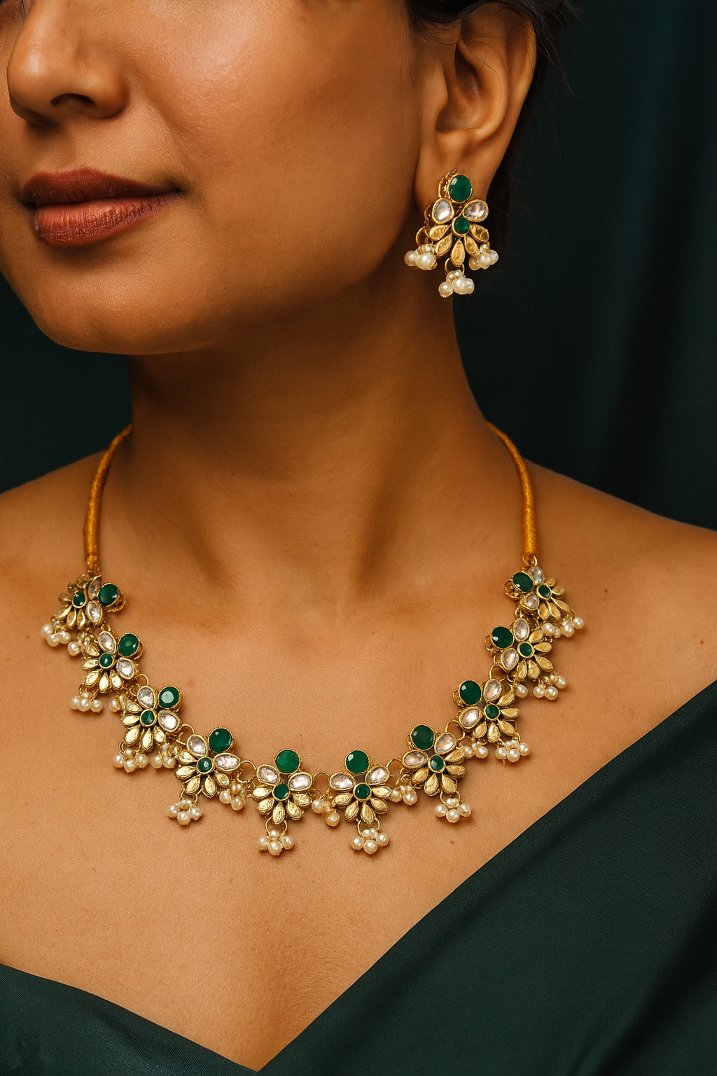 Traditional Meenakari Pearl Necklace-Ruvanya