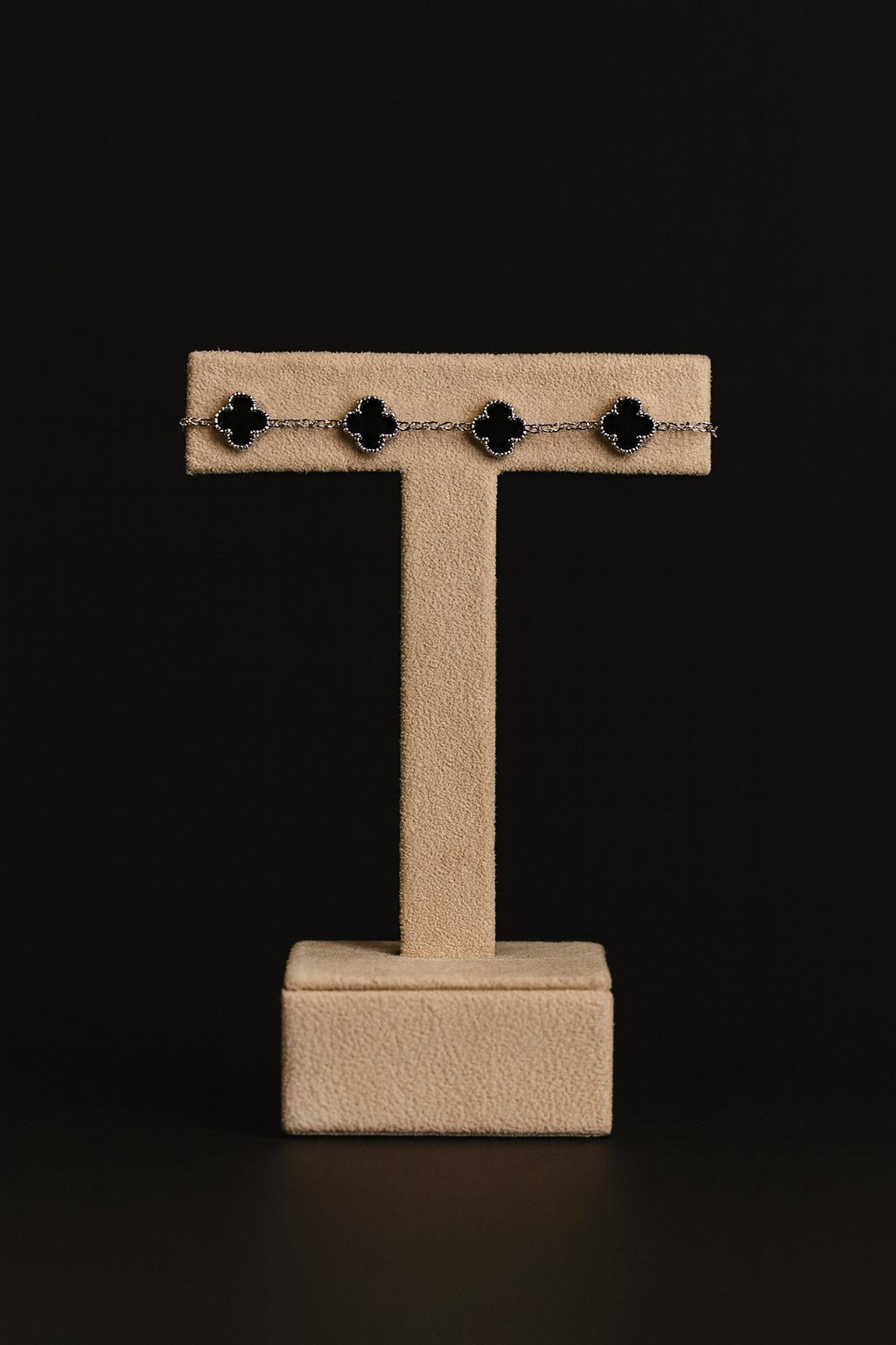 Silver Black Clover Bracelet