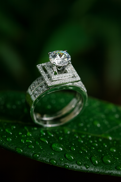 Cathedral Double Band Zircon Silver Ring-Ruvanya