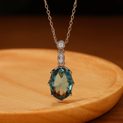 Vintage Oval Gemstone Necklace-Ruvanya