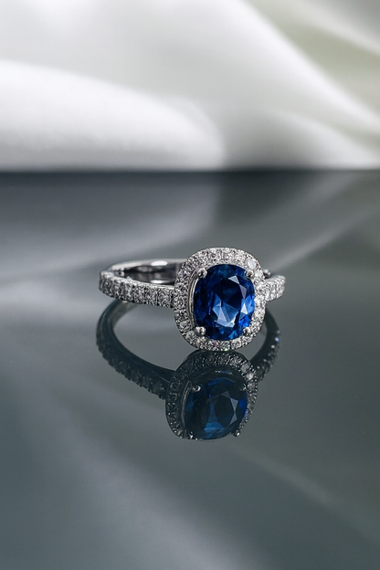 Oval Cut Zircon Stone Silver Ring-Ruvanya