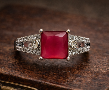 Regal Crimson Princess Ring