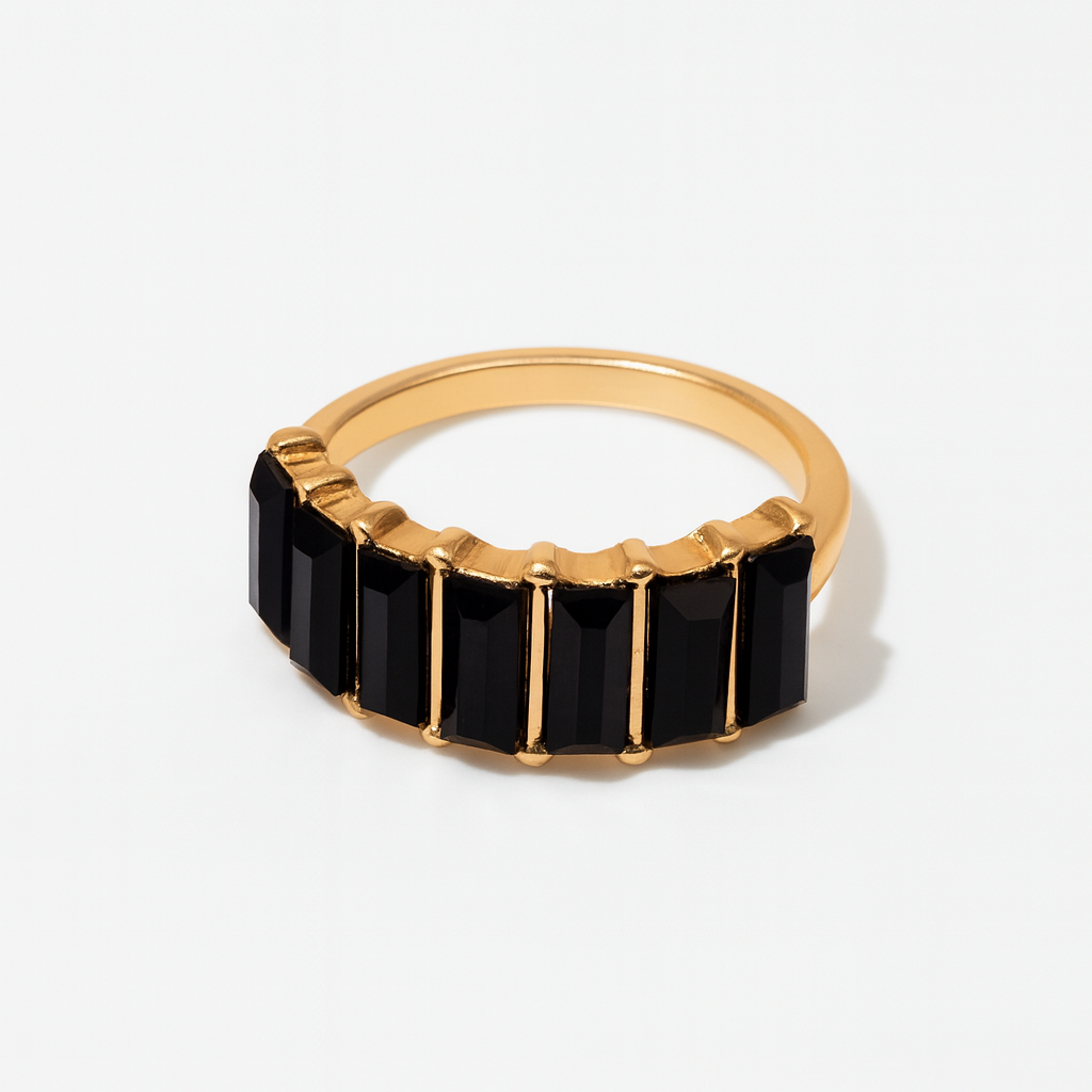 Rhinestone Layered Premium Gold Ring-Ruvanya