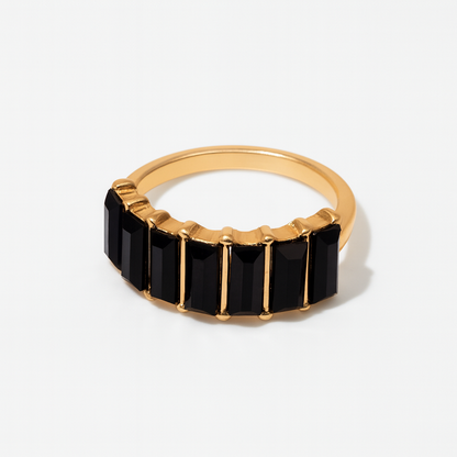 Rhinestone Layered Premium Gold Ring-Ruvanya