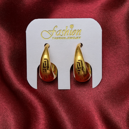 Gold Engraved Hoop Earrings