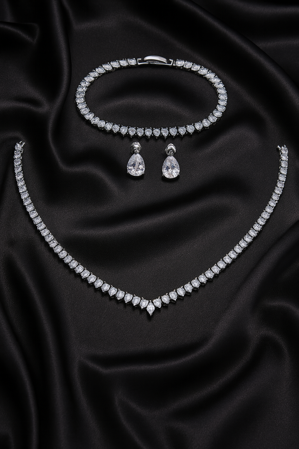 Cubic Zirconia Tennis Jewellery Set-Ruvanya