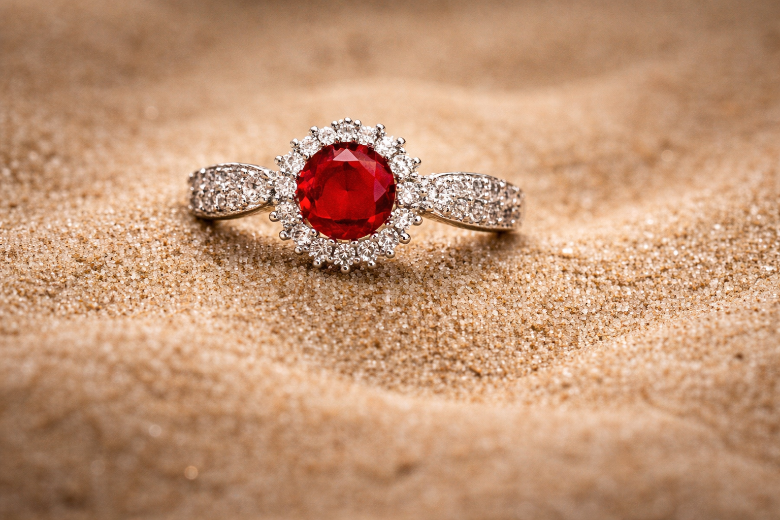 Crimson Halo Ruby Ring
