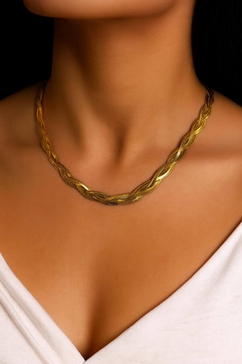 Classic Gold Braid Necklace-Ruvanya