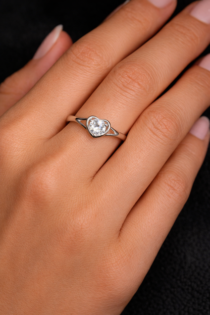 Bezel-Style Heart Frame Ring