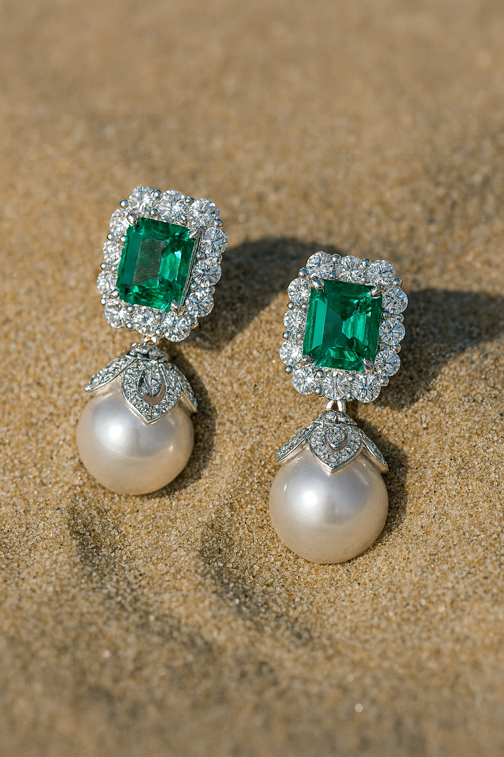 Emerald Halo Earrings