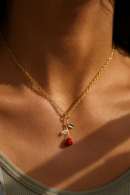 Rose Pendant Necklace-Ruvanya
