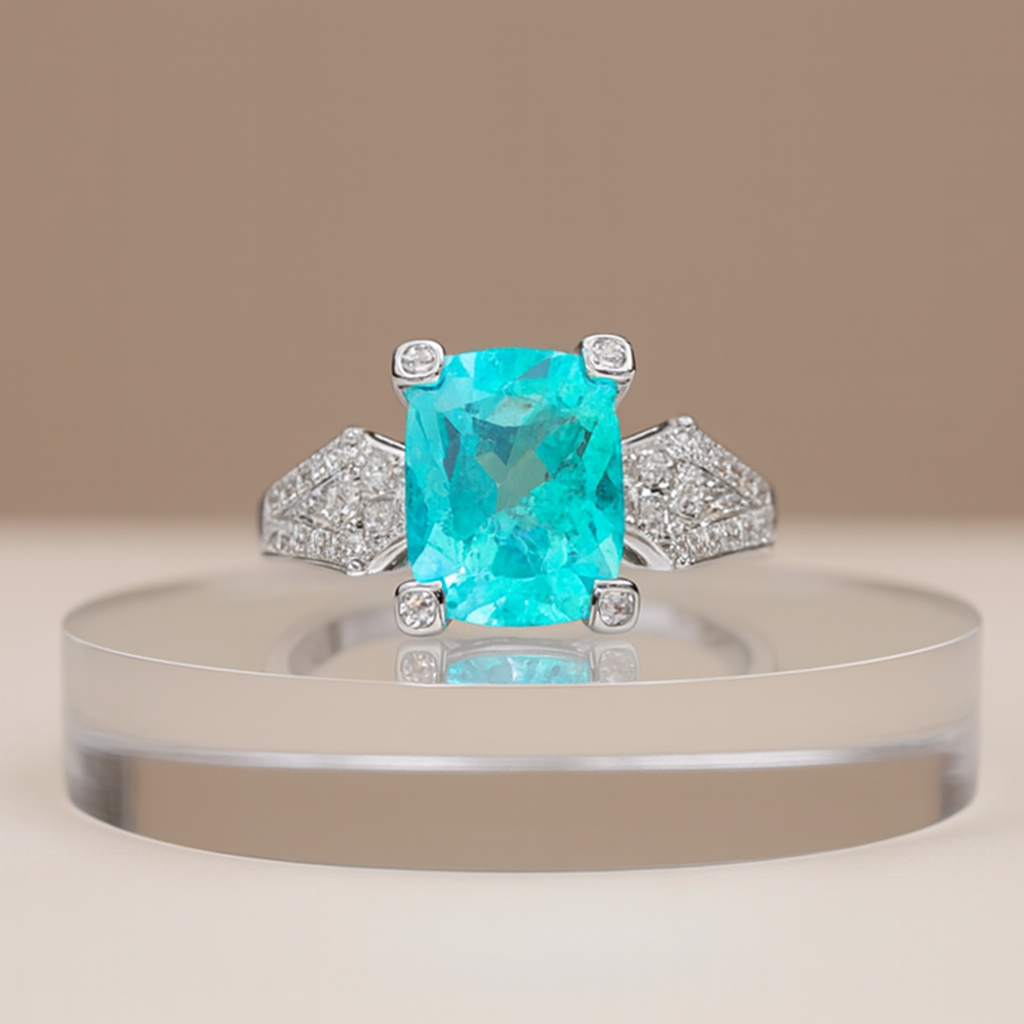 Elegant Azure Square Fashion Ring-Ruvanya