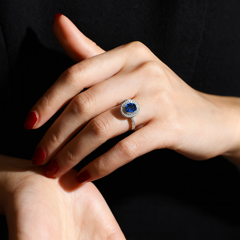 Oval Cut Zircon Stone Silver Ring-Ruvanya