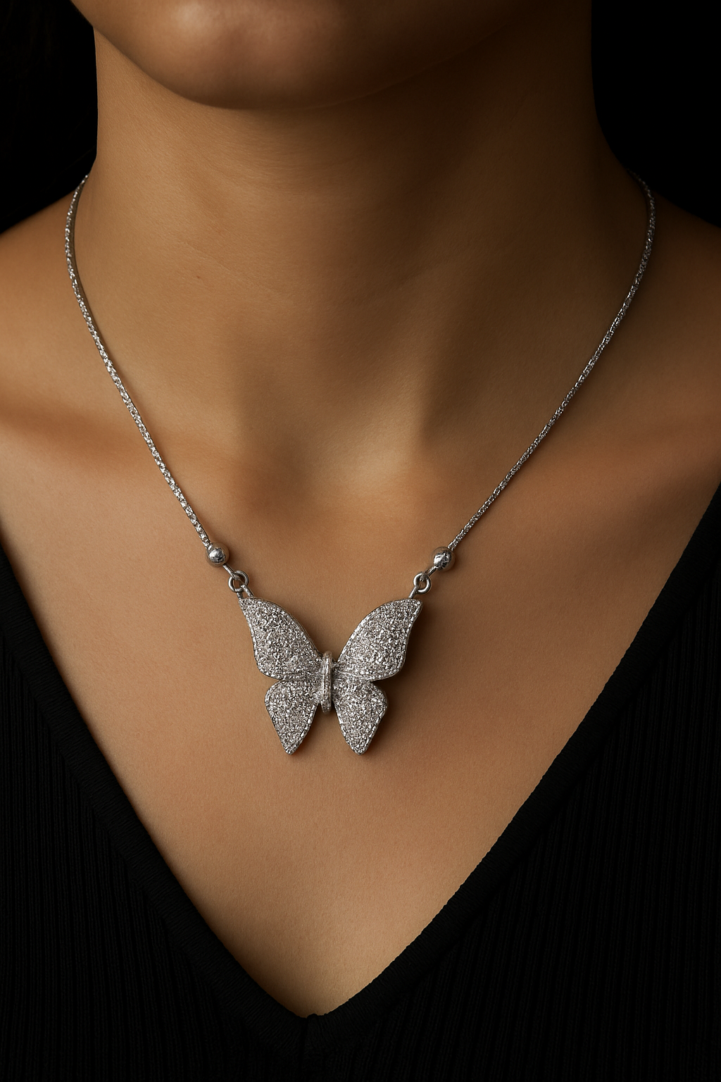 Butterfly Pendant With Shimmering Stones