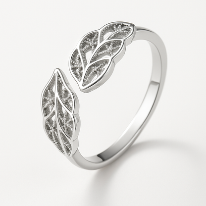 Leaf Style Adjustable Silver Ring-Ruvanya