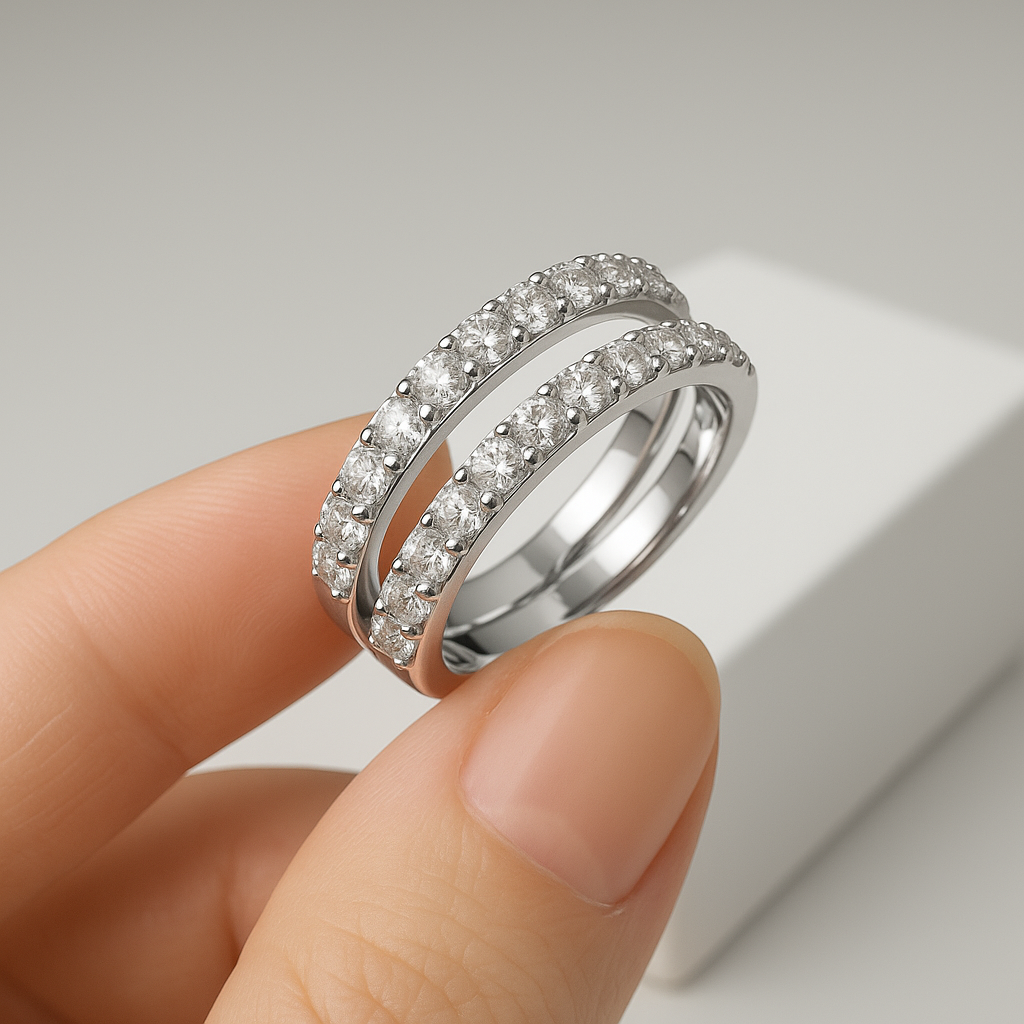 Double Row Sparkling Square Zircon Ring-Ruvanyaa