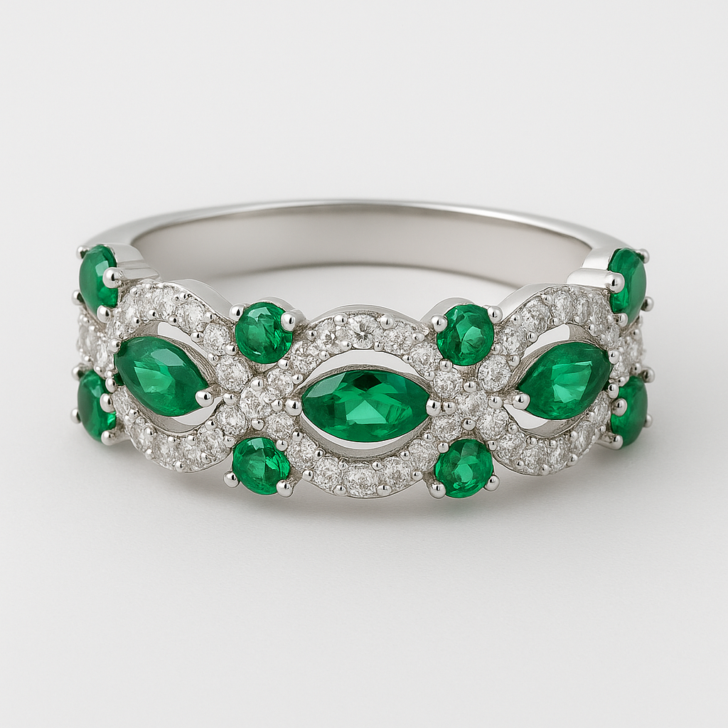 Luxury Emerald Green Zircon Ring-Ruvanya