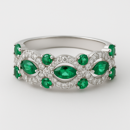 Luxury Emerald Green Zircon Ring-Ruvanya