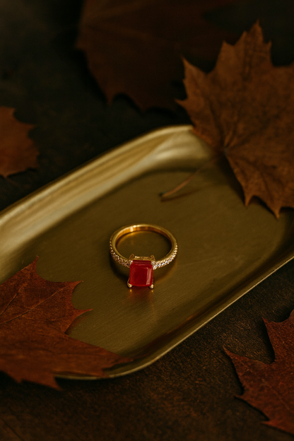 Premium Ruby Ring with Pave Band