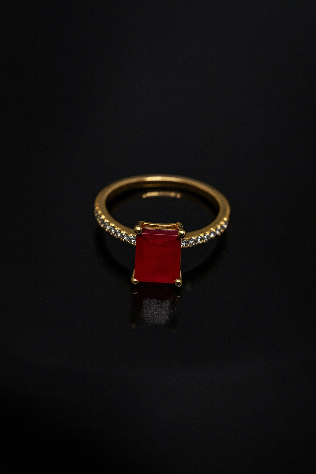 Premium Ruby Ring with Pave Band