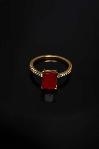 Premium Ruby Ring with Pave Band