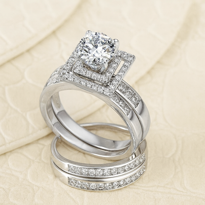Cathedral Double Band Zircon Silver Ring-Ruvanya
