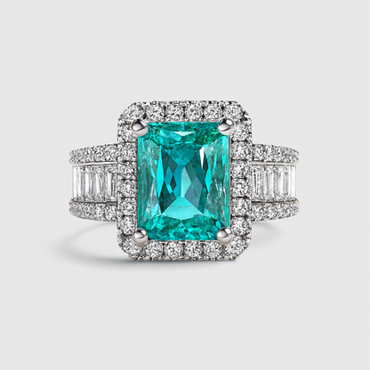 Elegant Emerald Step Cut Ring for Women-Ruvanya